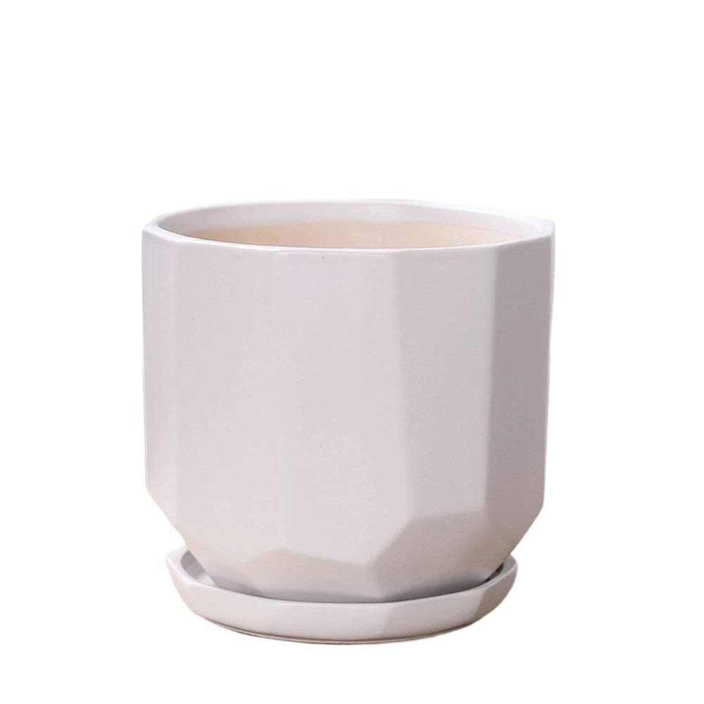 Doniczki Doniczka Ceramiczna Mocny pojemnik Ładny wygląd Kreatywna prosta doniczka Doniczki(White,13.3cm*14.2cm)