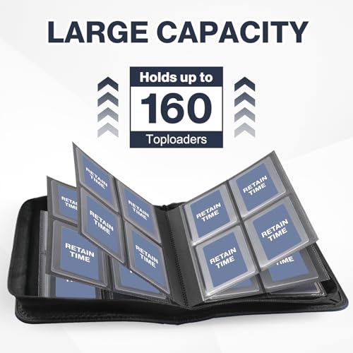 Image of Top Loader Binder 4 Pocket, Holds 160 Toploaders, 100 Toploaders INCLUDED | Toploader Binder for 3 inch x 4 inch Rigid Toploaders, Trading Card Binder for TCG, MTG, Sport Cards, PU Leather Cover, Side Loading