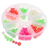 FUNOMOCYA 1 Caja Perlas Fluorescentes para Pesca con Cuentas Plásticas Resistentes Efecto Luminoso para Anzuelos Agua Dulce y Salada Kit para Atraer Mordidas Nocturnas y Mejorar Capturas