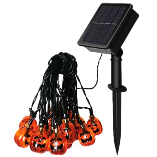Orange Solar haloween Outdoor Lights - Acento festivo, resplandor estacional | Iluminación de calabaza sin batería para decoración de césped frontal, linternas LED resistentes para la escena del por