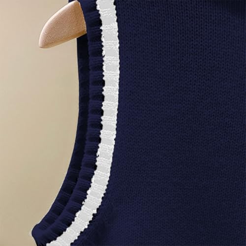 Boys Girls V Neck Stripe Knitted Sweater Vest Kids Casual Sleeveless Pullover Cable Knit Cotton School Uniform Clothes4