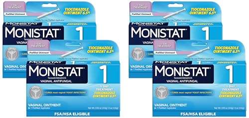 Image of Monistat 1-Day Yeast Infection Treatment for Women, 1 Pre-Filled Tioconazole Cream Applicator, Fast-Acting Relief for Vaginal Itching, (Pack of 4)