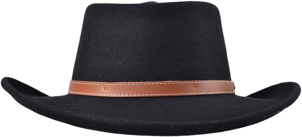 Bigalli Gambler Porkpie Hat Wool Felt Cowboy Fedora for Men Women Crushable Genuine Leather with Rivets | Outback