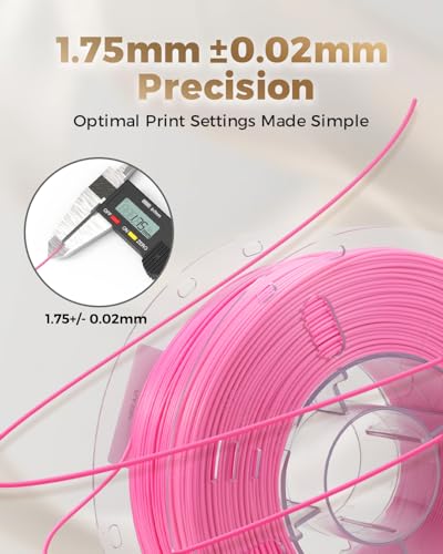 Image of VOXELAB Silk+ PLA Filament 1.75mm, Shiny Chrome-Like Finish with Enhanced Layer Adhesion, 1kg (2.2lbs) for Most FDM 3D Printers, Smooth & Flawless Printing(Pink)