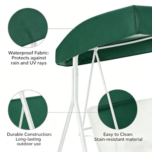 Toldo para Columpio Jardín e Impermeable: Lona Verde de Repuesto para Exterior 3 Plazas 5