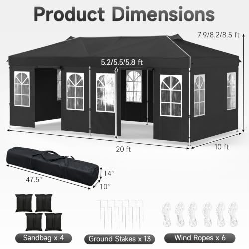 Image of Tangkula 10x20 Ft Pop Up Canopy with Center Lock