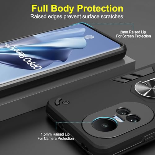 Image of NDCOM for Oppo Reno 10 5G Back Cover | Oppo Reno 10 Pro Back Cover 5G | Oppo Reno 10 5+G Back Case with Ring Holder Kickstand