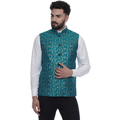 Image of Veera Paridhaan Men's Poly Cotton Jute Nehru Jacket