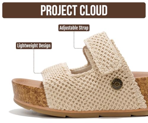 Image of Project Cloud 100% Genuine Leather Platform Sandals Women Footwear-Beach Essentials Summer Wedges with Plush and Soft Insole-Non Slip & Lightweight Wedge Sandals For Women 2026