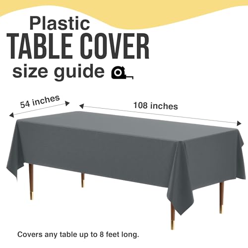 Image of Exquisite Silver Rectangle Tablecloth 54 inchx108 inch - 48 Pack | Plastic Tablecloth, Disposable Table Covers Rectangle for Parties, Weddings, Holidays & Party Supplies