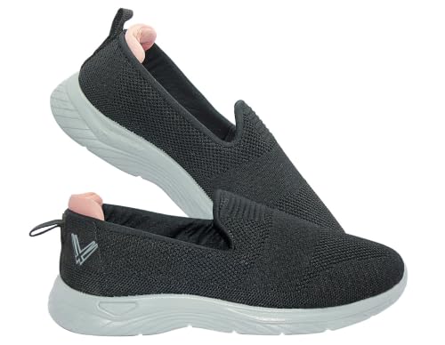 Image of WalkLine Women's Slip-On Walking Shoes | Lightweight Knitted Mesh Casual Sneakers | Soft PU Sole Comfortable Loafers | Breathable Running, Gym, Travel Shoes for Women