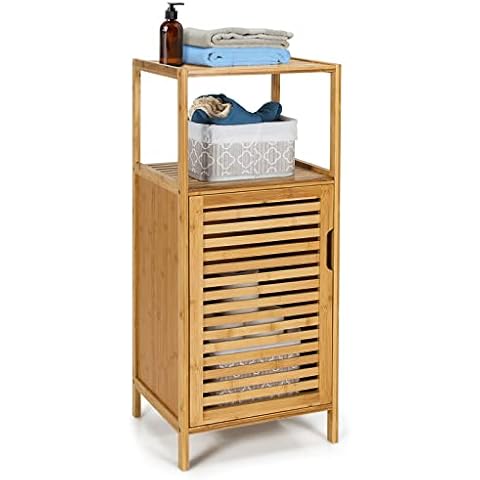 COSTWAY Bamboo Bathroom Storage Cabinet Unit Cover