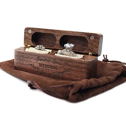 Ehering Box, Hochzeit Ringbox, Schmuck Ringschatulle, Holz Ringbox, Box für Verlobungsringe, mit Aufbewahrungstasche, für Einweihungsparty, Hochzeitstag, Weihnachten, Thanksgiving, Valentinstag