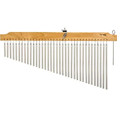 Tycoon Percussion 36 Chrome Chimes With Natural Finish Wood Bar