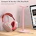 MANMUVIMO Headphone Stand, Desktop Headset Holder Desk Earphone Stand Aluminum Headset Hanger Headphone Rack Stand to Hold Earphones Such as Airpods Max, Sony, Beats, Bose, Razer, HyperX(Pink)