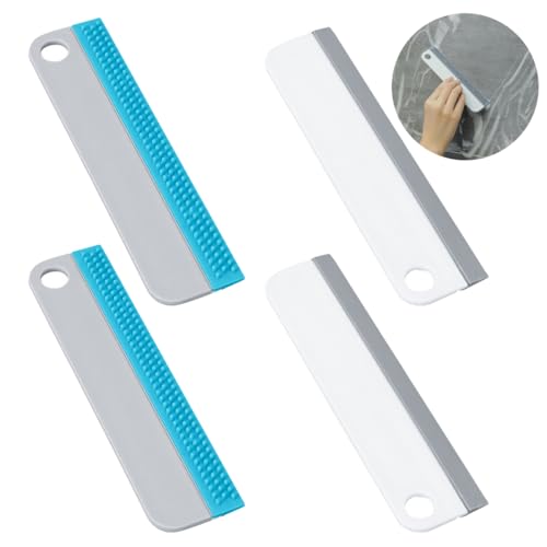 Rasqueta limpiacristales, 4 x escobilla de Ducha, Limpia Cristales Profesional, escobilla de Cristal con Espejo de Ducha de plástico, Esencial en Limpieza Hogar Cocina y Baño