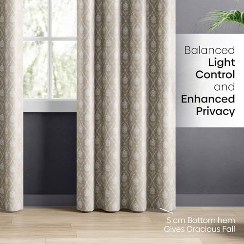 Image of haus & kinder Digital Printed Cotton Door Curtain 7 Feet Long Pack of 2 Door Curtains, 7 Feet Curtain for Door (Nature Floral, Beige 130x213 CM)