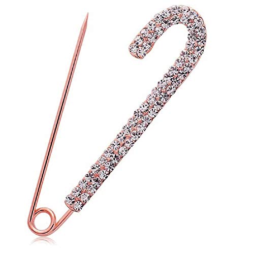 YOUYUZU Women Crystal Big Safety Pin Jewelry Brooch Knit Scarf Lapel or Collar Rose Gold Brooch Pin