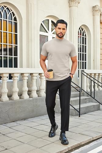 Image of COOFANDY Mens Mock Turtleneck Shirts Casual Premium Cotton Short Sleeve Shirt Basic Half Neck T-Shirts