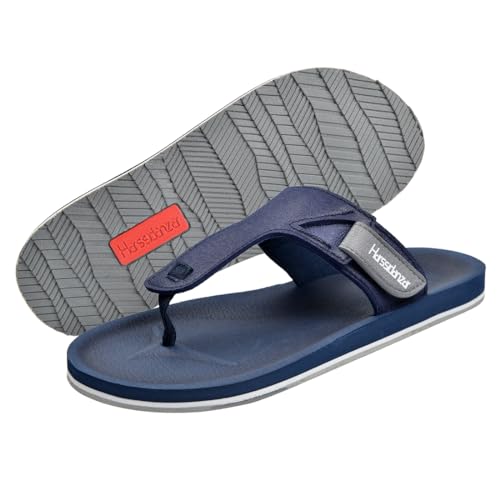 Harssidanzar Men Flip-Flops Flat Indoor Outdoor Summer Beach Thong Slip on Sandals KM235US4