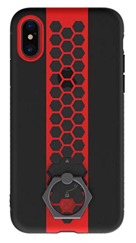 Apple iPhone X Totu Design Honeycomb Series Ring Holder Removable Bracket Kickstand Bee Case Cover - Red