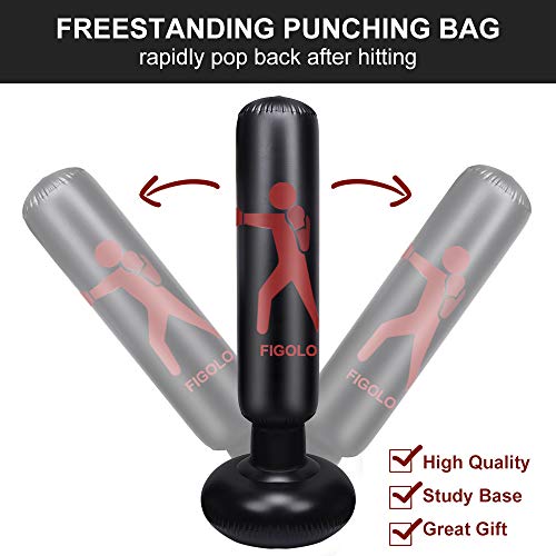 image for Yueetc Kids Punching Bag, 63Inch Inflatable Punching Bag Freestanding 
