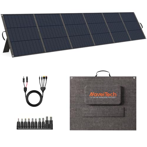 NaveiTech 400W Portable Solar Panel 25% High Efficiency Foldable Solar Panel Charger for Power Station for Power Station with Sturdy Kickstands Fast Setup for Camping RV Pickup Marine Off-Grid