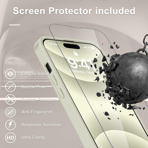 Image of for iPhone 15 Plus Case, iPhone 14 Plus Case, Matte Magnetic Phone Cover with 1 Screen Protector [Support for MagSafe] [Shockproof Military Grade Protection] Translucent Frosted Back, Cream White