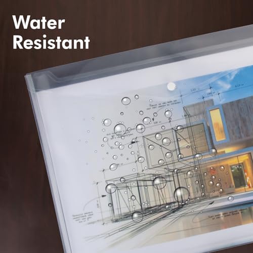 Image of Polen 12 Pcs A3 Size Folder with 20 microns Professional Expanding Transparent File (Specially for Architecture documents and Paintings) White Transparent Sheet, Big Size Button Folder.