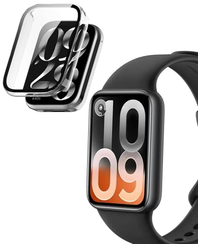 For Xiaomi Smart Band 10 Pro �P�[�X YAJOJO �ی� �K���X�t�B���� ��̌^ �J�o�[ �X�}�[�g�E�H�b�` 3D�Ȗʋ����t�B���� �����G�b�W�^�b�` �h�C�菝 �h�Ռ� �����h�~ �S�ʕی� ���E�ȒP�y�N���A�z