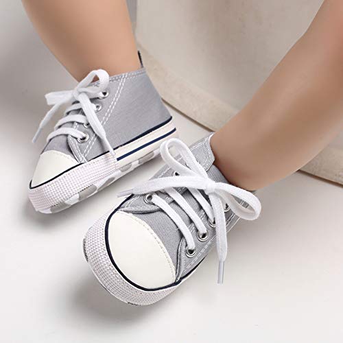 Image of Unisex Baby Girls Boys Canvas High-top Shoes, Newborn Infant Anti-Slip Soft Sole Frist Walking Breathable Sneakers