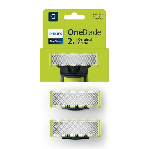 Lames de Rechange - PHILIPS - QP220/51 OneBlade - Acier Inoxydable, 4 Mois d'Utilisation, Double...