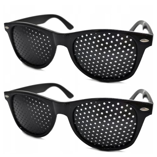 2 Stück Rasterbrille Augentraining Brille Lochbrille für Augentraining Pinhole Glasses Multidot Augentrainer Improvement Correction Vision Gitterbrille Korrekturbrille für Herren Damen Eye Training