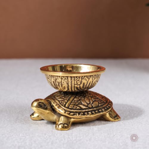 Image of BEHOMA Handcrafted 100% Pure Brass Turtle Diya for Pooja & Home Temple