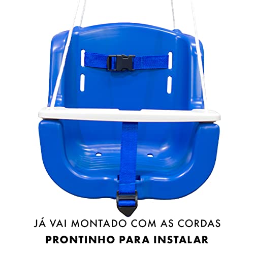 Balanço Infantil Plástico Bebê Criança Cadeirinha Com Corda Azul