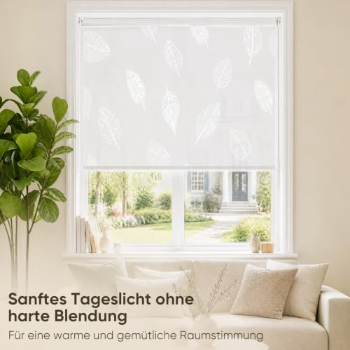 Sekey Lichtdurchlässig Rollo ohne Bohren Seitenzugrollo 100x200cm – Ansicht 4