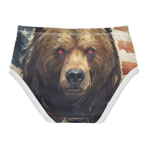 Girls Underwear Toddler 2t Cotton Little Girl Panties Designer Briefs Undies Kids Fierce Bear American Flag2