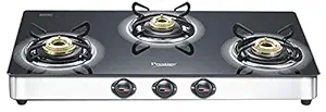 Prestige Aluminium Royale Plus Stainless Steel 3 Burner Gas Stove, Black
