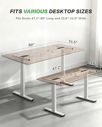Image of TOPSKY Dual Motor 3-Stage Standing Desk Frame, Electric Height Adjustable Sit Stand Desk Legs for DIY Table Tops up to 80 inch x 31.5 inch, 300 lb Heavy Duty Capacity with Memory Controller, White Frame Only