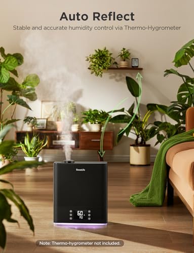 Image of GoveeLife Smart Humidifiers for Bedroom Large Room, Top-Fill Cool Mist 6L WiFi Air Humidifier, Auto Mode, App & Voice Control, 60H Runtime, Rapid Humidification, RGB Nightlight Baby Plants, Black