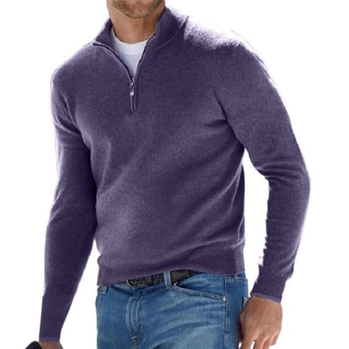 Pullover Sweaters for Men Slim Fit Zip Up Mock Neck Polo Sweater Fall Thermal Casual Long Sleeve Sweater Undershirt Top