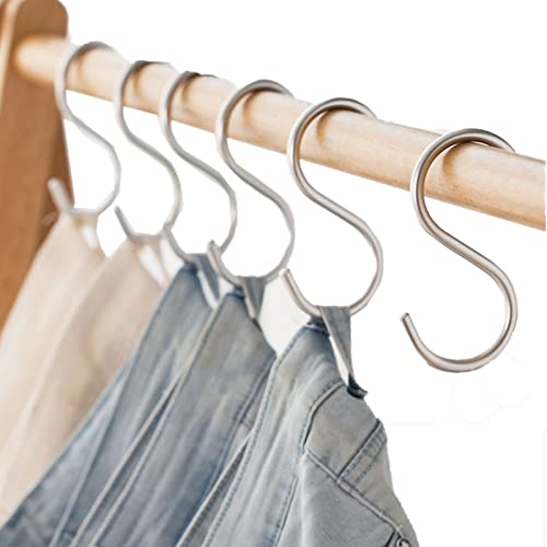 Natudeco Metal S Hook Clothes Hanger Hook 8 Pack Stainless Steel Hook Heavy Duty Simple Style Stand Portable Kitchen Bathroom Garden Balcony Hook(8-Pack S Hook)