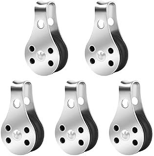 5 PCS Sailing Pulley Block Heavy Duty Stainless Steel Single Pulley Block Removable Pin Pulley Block Sailing Pulley Systems Wire Rope Pulley Nylon Roller Pulley Block For Sailboat Gym