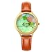 Moving Airplane Women's Causal Wrist Watch for Girls Ladies with Vintage World Map Brown Leather Strap