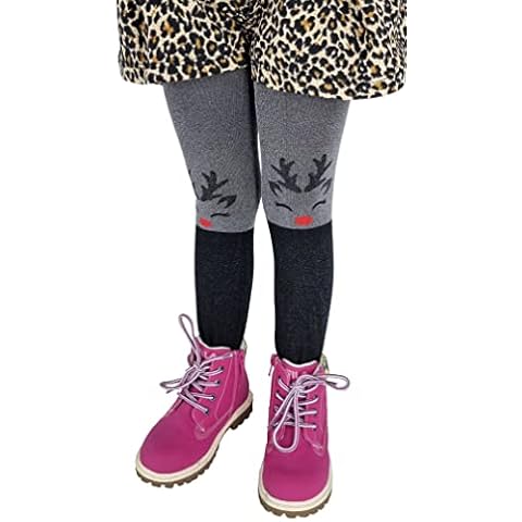 Knittex Girls kids winter opaque grey cute reindeer pattern tights Cover