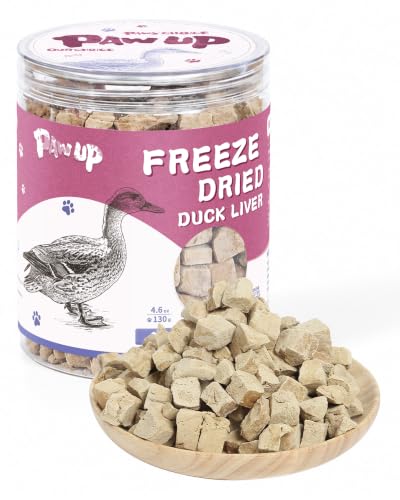 PAWUP Freeze Dried Duck Liver Cat Treats Dog Liver Treats High Protein Snack for Dogs Cats Healthy Single Ingredient Rawhide Free Grain Free 4.6 oz