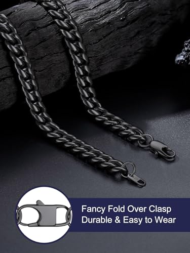 Bandmax Stainless Steel/Gold/Black Diamond Cut Miami Cuban Necklaces for Men 6MM/10MM/14MM Chunky Diamond Cut Curb Link Chain Necklace Hip Hop Rapper Biker Chains Jewelry4