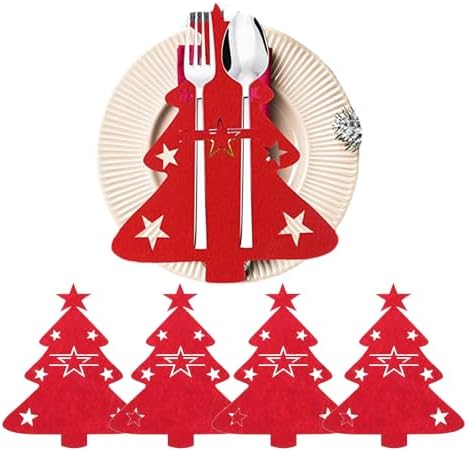 Weihnachtsmann Besteckhalter - 4 Filz-Taschen Für Messer, Gabel & Löffel