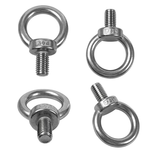 Image of 2PCS M12 Male Thread Eye Bolts, Stainless Steel Lifting Shoulder Eye Bolt, Heavy Duty Screw Ring Shaped Eye Bolt