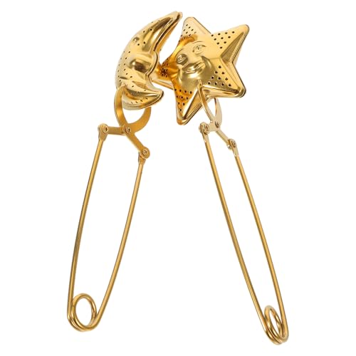 Veemoon Lot de 2 Filtres à Thé en Acier Inoxydable Forme Étoile et Lune Infuseurs à Thé en Vrac avec Pince Passoires Fines Réutilisables pour Tasse et Théière Compatibles